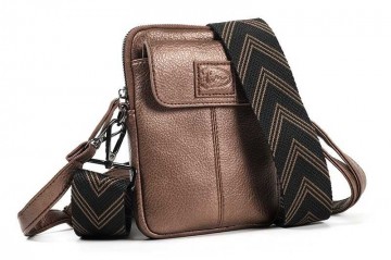 Brons telefoontasje schoudertasje groet nieuw 1