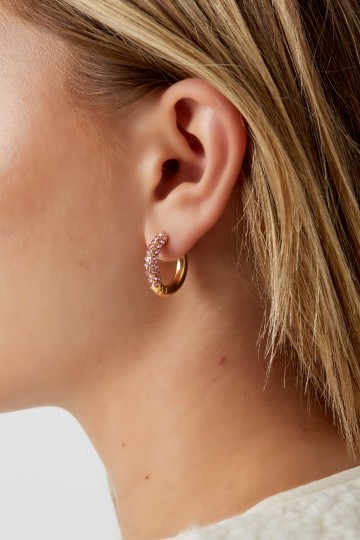 Creool goud rose strass