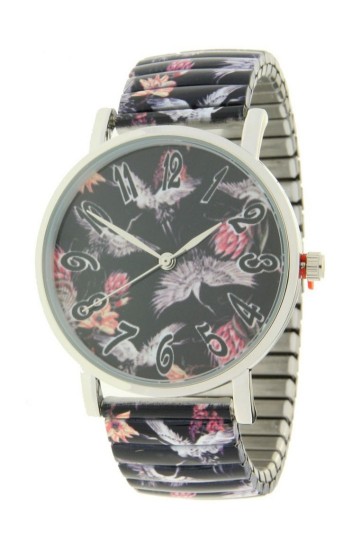 Ernest horloge crane birds zwart