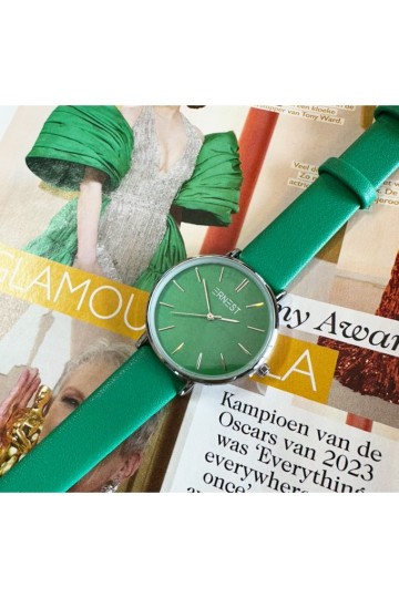 Ernest horloge silver cindy medium ss24 groen