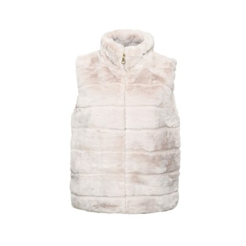 Faux fur gilet beige