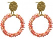 Glaskraal oranle oorbel