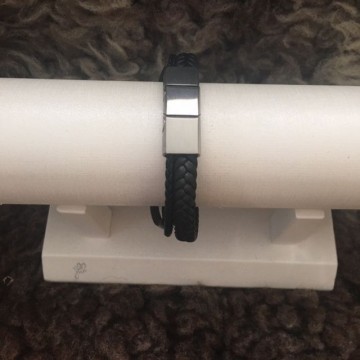 Herenarmband zwart 5 laagjes