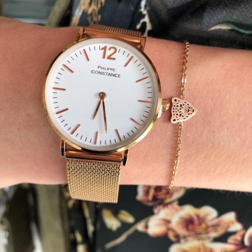 Horloge rose stainless steel tijger armbandje