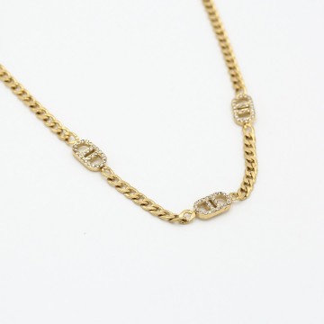 Ketting strass goud met ovaal 3x small