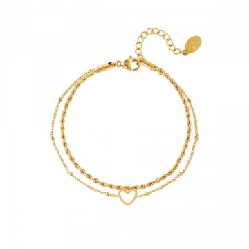 Meerlaagse armband goud hartje