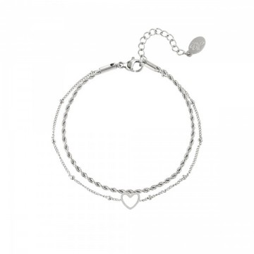 Meerlaagse armbanden met open hart zilver
