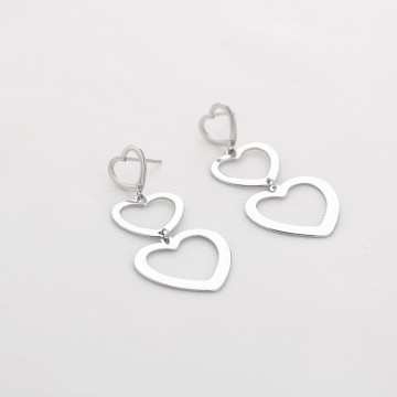 Oorbel 3 open hartjes zilv