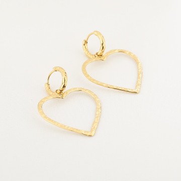 Oorbel hart goud geribbeld sunset