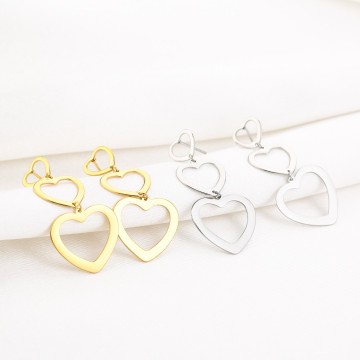 Oorbell 3 open hartjes z en g