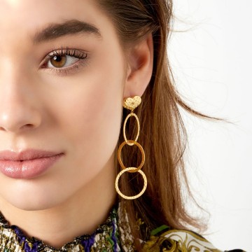 Oorbell drie cirkels goud