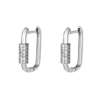 Ovale vergulde oorbellen met steentjes zilver