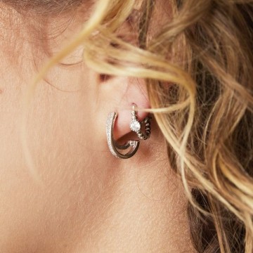 Pearls in a row zilver oor