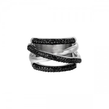 Ring crossroads zwart zilver