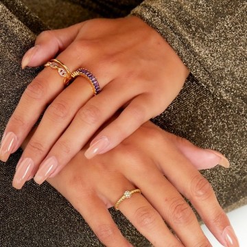 Ring met zirkoon detail goud foto