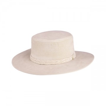 Suede hoed beige