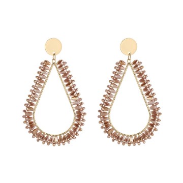 Sunset kraal glas ovaal oorbel bruin