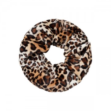 Velvet srunchie animal bruin