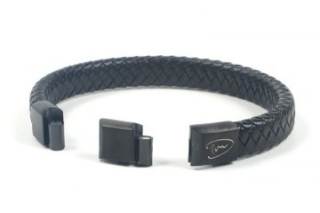 Zwart gevlochten stoere heren armband rick 2